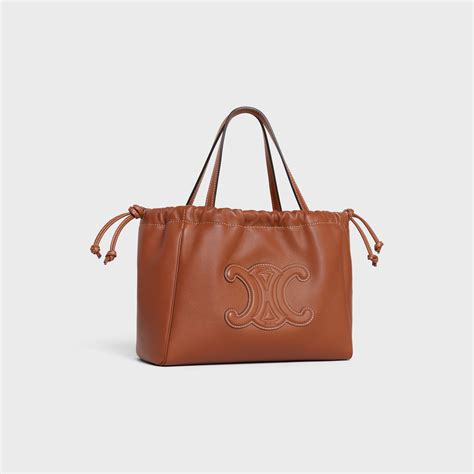 Small cabas drawstring cuir Triomphe in smooth calfskin